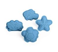 Bigjigs Toys Powder Blue Silicone Sand Moulds, 4 Piece Beach Toy Set | Eco Friendly Silicone Sand Moulds, Sustainable Beach & Sandpit Toy, Age 3-5