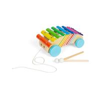 Bigjigs Toys Pull Along Xylophone - 2-In-1 Wooden Rainbow Instrument