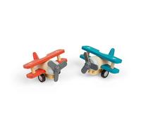 Bigjigs Toys Pull Back Bi-Planes - 2pcs Mini Wooden Planes, Vehicle Toy Bigjigs Toys Multicolor