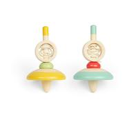 Bigjigs Toys Pull String Top - Light Blue, Yellow - Pk 2