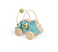 Push Along Triceratops - 2-in-1 Wooden Dinosaur Push-Along & Bead Frame Bigjigs Toys Blue One Size