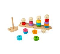 Bigjigs Toys Rainbow Family - 25pcs Wooden Montessori Stacking Toy, Multi