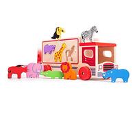 Bigjigs Toys Wooden Safari Sorting Lorry Toy, Multi