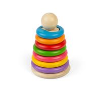 Bigjigs Toys Secret Shape Stacker - 16pcs Wooden Montessori Stacking & Sorting Puzzle, Multi