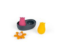 Bigjigs Toys Sensory Bath Set - 4pc Floating Animal Water Toy with Squeezy Bears, Flower Spinner & Boat, Bathtime Sets For Babies & Toddlers, 100% Silicone, Eco Gifts, Age 12 Months Old +