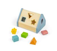 Bigjigs Toys Shape Sorter House - 6pcs Wooden Shape Sorting Puzzle For Toddlers