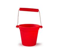 Bigjigs Toys Adventure Collapsible Bucket (Cherry Red) - Silicone Bucket for Sandpit, Holiday Toys for Toddlers, Quality Sand and Water Toys