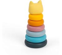 Bigjigs Toys Silicone Stacking Cat - 7pcs Rainbow Animal Stacker Toy, Montessor
