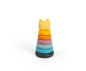 Bigjigs Toys Silicone Stacking Cat - 7pcs Rainbow Animal Stacker Toy, Montessori Activity, Babies & Toddlers Early Learning, Made From 100% Silicone, Gifts For 5 Month Olds +