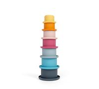 Bigjigs Toys Silicone Stacking Cups - 7 Piece Rainbow Stacking Toys, Bath Toys, Montessori Toys, Sustainably Made