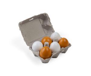 Bigjigs Toys Six Realistic Looking Wooden Eggs in a Carton
