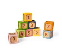 Bigjigs Toys Soft Sorting Blocks | Silicone & Wood Baby Block Set | Montessori Stacking Cubes for Babies | Soft Building Cube Sets with Numbers | Early Learning Stacking Toy Kit for Kids Age 6 Months+
