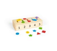 Bigjigs Toys Sorter Box, 27 Piece Wooden Numbers & Shape Sorting Toy