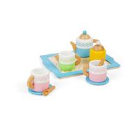 Bigjigs Toys Tea Tray Set - 10 Piece Wooden Teatime Playset, Kids Kitchen Accessories, Food Role Play Toy, Sustainably Made Gifts For Toddlers, Age 18 Months Old +