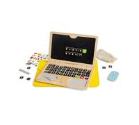 Bigjigs Toys Tech Set, 95 Piece Wooden Laptop Toy with Blackboard Screen | Pretend Play Set & Accessories for Toddlers & Children, Preschool Early Learning Activity, Educational Gift, Age 3+