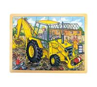 Bigjigs Toys Tray Puzzle Digger, 24 Piece with Base Tray | 24 Piece Construction Jigsaw, Develops Dexterity & Co-Ordination, Travel Friendly with Base Tray, Age 3+