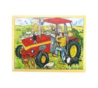 Bigjigs Toys Tray Puzzle Tractor | Wooden Tray Puzzle, Develops Dexterity & Co-Ordination, Travel Friendly