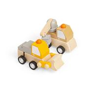 Bigjigs Toys Wind-Up Trucks, Crane & Digger 2 Piece Mini Wooden Truck Set | Retro Wind-Up Crane & Digger Truck Set, Pocket Money Gift for Girls & Boys, Party Bag Filler, Age 3+