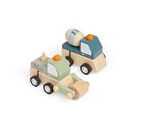 Bigjigs Toys Wind-Up Trucks, Mixer & Roller 2 Piece Mini Wooden Truck Set
