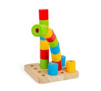Bigjigs Toys Wobbly Peg Board - 17pcs Wooden Stacking Toy, Multi