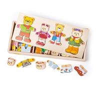 Bigjigs Toys Wooden Bear Family Dress-Up Puzzle with Storage Box
