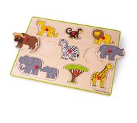 Bigjigs Toys Wooden Chunky Lift Out Jigsaw Puzzle (Safari) Educational Learn