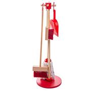 Bigjigs Toys Wooden Cleaning Stand Set Toy, Red