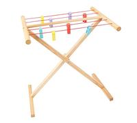 Bigjigs Toys Wooden Clothes Dryer Rack - Indoor Clothes Dryer Age 3+ for Pretend Play, Quality Toy Laundry Set with 8 Colourful Pegs & Wires, Doll Accessories, Toddler Toys