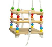 Bigjigs Toys Wooden Cradle Baby Swing | Outdoor Hanging Chair Set with Adjustable Rope | Kids Garden Furniture with Beads for Infant Sensory Play | Rocking Seat for Babies from 18 Months Old