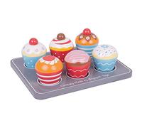 Bigjigs Toys Wooden Cupcakes Muffin Tray - Pretend Play Food Age 3+