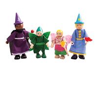 Bigjigs Toys Wooden Fantasy Dolls - Wood Doll House Figures, Playset