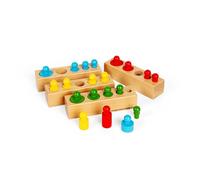 Bigjigs Toys Wooden Peg Blocks - 24 Piece Size & Shape Sorter, Sustainably Made Montessori Toy, Early Learning Resources For Children, 2+ Years