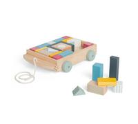 Bigjigs Toys Wooden Pull Along Wagon - Includes 29 Chunky Stacking Shapes