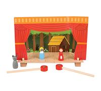 Bigjigs Toys Wooden Puppet Theatre Set, Magnetic Figures & Rods