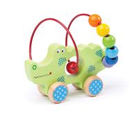 Bigjigs Toys Wooden Push Along Crocodile Bead Frame for Toddler Child