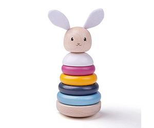 Bigjigs Toys Wooden Rabbit Stacking Rings (7 Pieces) - FSC® Certified Baby Stacker Toy, Eco Friendly Montessori Toys, Gifts For Babies & Toddlers, 1 Year Old +