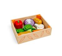 Bigjigs Toys Wooden Vegetable Crate, Pretend Play Food for Kitchen Sets | Fresh Vegetable Play Food for Wooden Kitchen, Role Play Accessory for Children