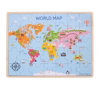 Bigjigs Toys Wooden World Map Puzzle - 35 Pieces (US IMPORT)