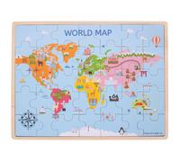 Bigjigs Toys Wooden World Map Puzzle Jigsaw (35 Pieces) Educational Geography