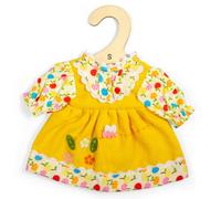 Bigjigs Toys Yellow Floral Doll Dress (Small) | Fun Outfit For Soft Dolls