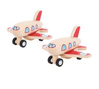 Bigjigs Wooden Pull Back Aeroplanes, 2 Pack, Wood Planes for Children