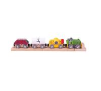 Bigjigs Wooden Rail Construction Train With Removable Loads