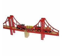 Bigjigs Rail Double Suspension Wooden Train Bridge - Quality Wooden Bigjigs Train Accessories for Wooden Train Sets, Train Bridge Compatible with Most Other Wooden Railways