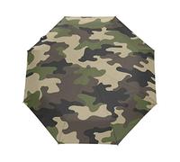 BIGJOKE 3 Folds Auto Open Close Umbrella Forests Camo Military Army Camouflage Pattern Windproof Travel Lightweight Rain Umbrella Compact for Boys Girl Men Women