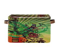 BIGJOKE Abstract Retro Musical Guitar Storage Basket Cube Toy Storage Bin Clothes Basket Collapsible with Handles Fabric Storage Basket for Shelf Nursery Home Closet & Office