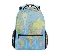 BIGJOKE Backpack, Education World Map Large Capacity Casual Printed School Shoulder Bag Daypack Travel Laptop Women Adults Boys Girls