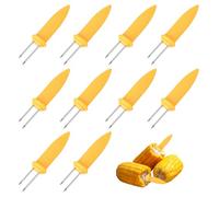 BigKego Pack of 10 Corn Holders Large Stainless Steel Corn Holder 9 cm Corn Cob Forks Corn Piekser Fruit Forks Corn Cob Skewers Barbecue Accessories for Party Picnic Camping BBQ Food Festival
