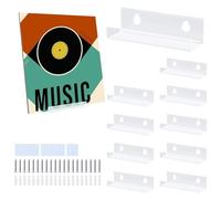 BigKing 10PCS Vinyl Record Shelf Wall Mount, Clear Acrylic Album Record Holder, Record Wall Display, Floating Shelf for Living Room, Bedroom Kitchen Bathroom Office
