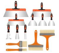 BigKing 13Pcs Wallpaper Scraper Set, Includes Taping Knives, Putty Knives, Finishing Trowel, Mud Scoop, Mud Pan and Paint Brush, Paint Tools for Wallpaper/Drywall Finishing/Plaster Scraping