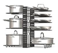 BigKing 8 Tiers Saucepan Stand, Multi Layer Pot Shelf Standing Storage Rack Thicken Iron Art Pot Holder for Cutting Board Chopping Board Pot Cover (8th floor)